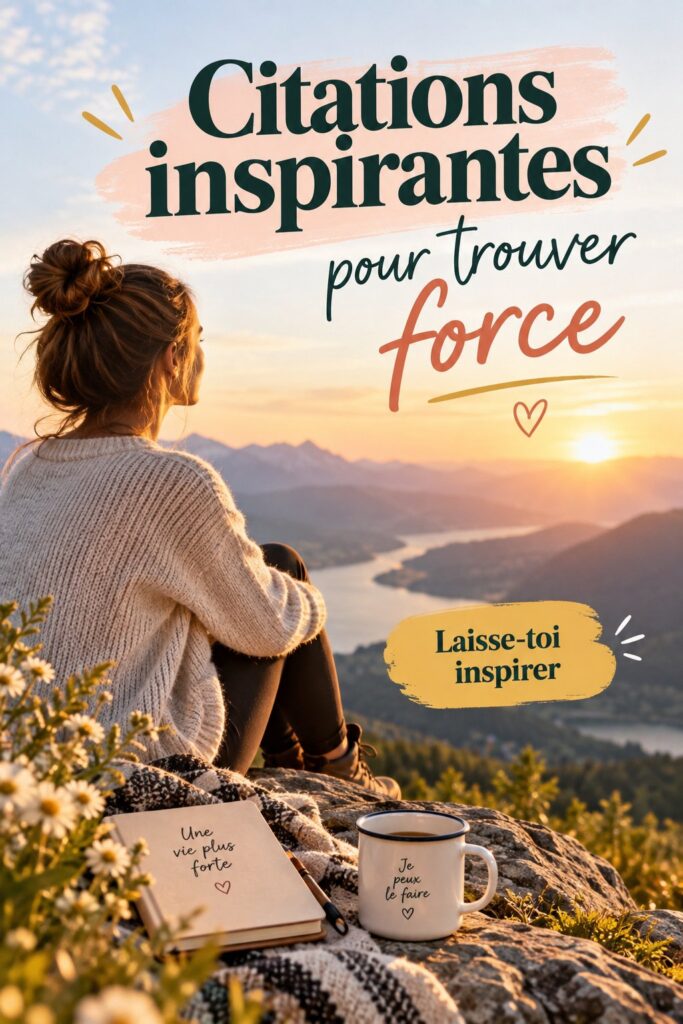 Un montage de citations inspirantes sur un fond naturel, évoquant force et motivation.