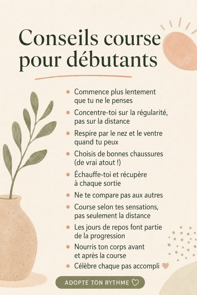 Femme en extérieur courant avec un sourire, symbolisant le plaisir de la course à pied.