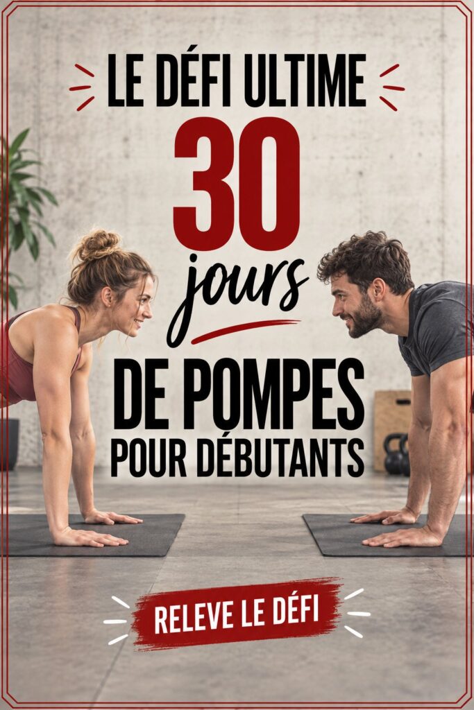 Femme faisant des pompes dans un cadre intérieur, illustrant le défi de 30 jours.