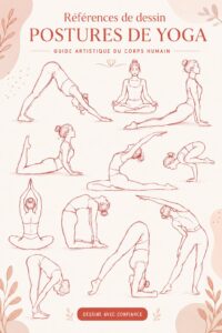 Illustration d'une femme en pose de yoga sur fond apaisant