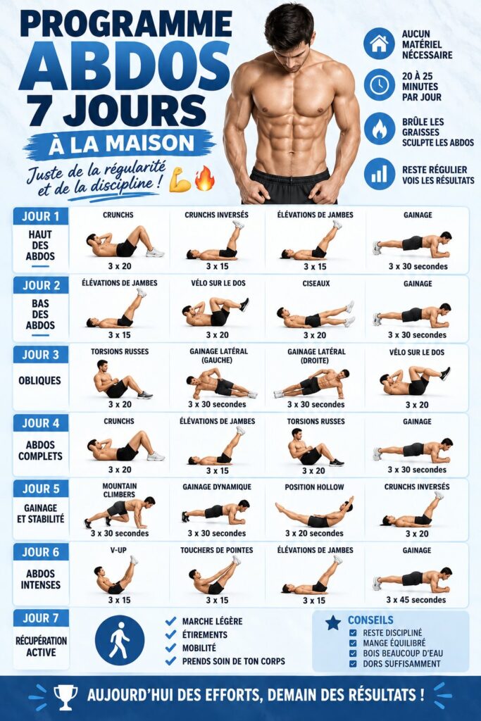 Femme faisant des exercices d'abdominaux à la maison