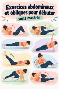 Femme réalisant des exercices abdominaux sans équipement dans son salon