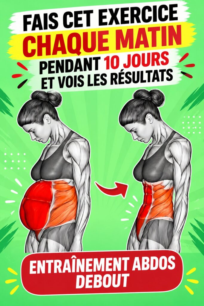 Femme effectuant un exercice d'abdos debout dans un cadre lumineux
