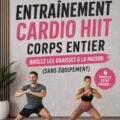 Femme en train de réaliser un entraînement HIIT complet à domicile sans équipement.