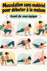 Femme s'entraînant à la maison sans équipement, montrant des mouvements de force