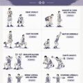 Femme effectuant des exercices pour jambes et épaules dans un salon