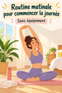 Femme en train de faire un workout matinal à domicile