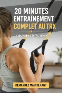 Femme utilisant un TRX pour un entraînement complet en 20 minutes.