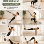 Femme en séance d'entraînement TRX, renforçant tout son corps.