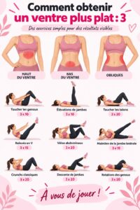 Femme faisant des exercices pour un ventre plat dans un salon lumineux.