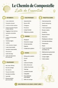 Liste d'essentiels à emporter pour le Camino de Saint-Jacques