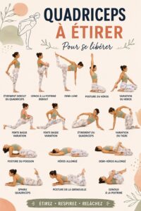 Femme effectuant un étirement des quadriceps sur un tapis de yoga