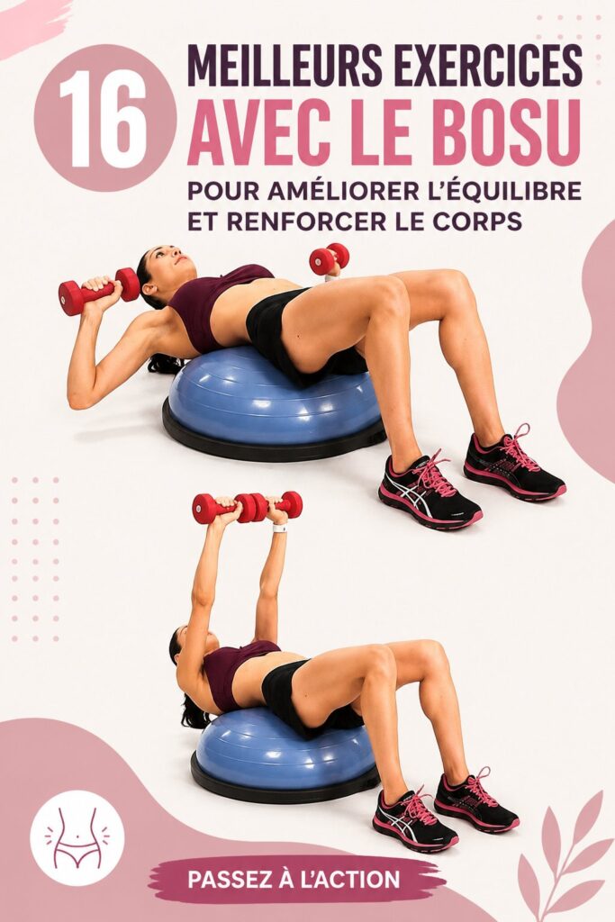 Femme en train de réaliser des exercices avec un BOSU pour améliorer son équilibre