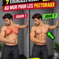 Femme réalisant des exercices debout contre un mur pour tonifier la poitrine.