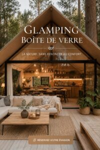 Un hébergement de glamping en verre au cœur de la nature avec une vue imprenable sur le ciel étoilé.