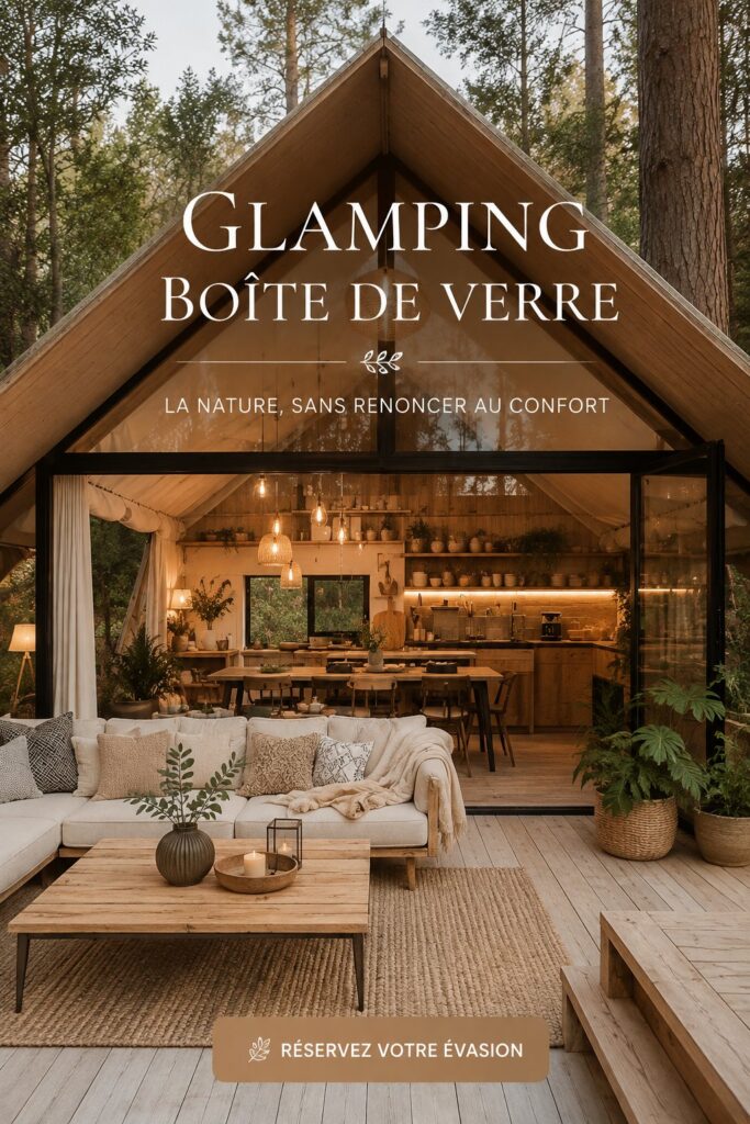 Un hébergement de glamping en verre au cœur de la nature avec une vue imprenable sur le ciel étoilé.