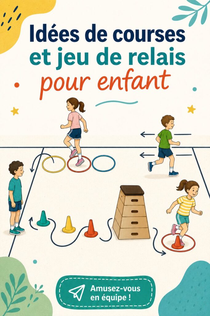 Enfants s'amusant lors d'une course de relais en plein air.