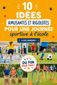 Jeunes enfants s'amusant lors d'une journée sportive à l'école, pratiquant diverses activités physiques.