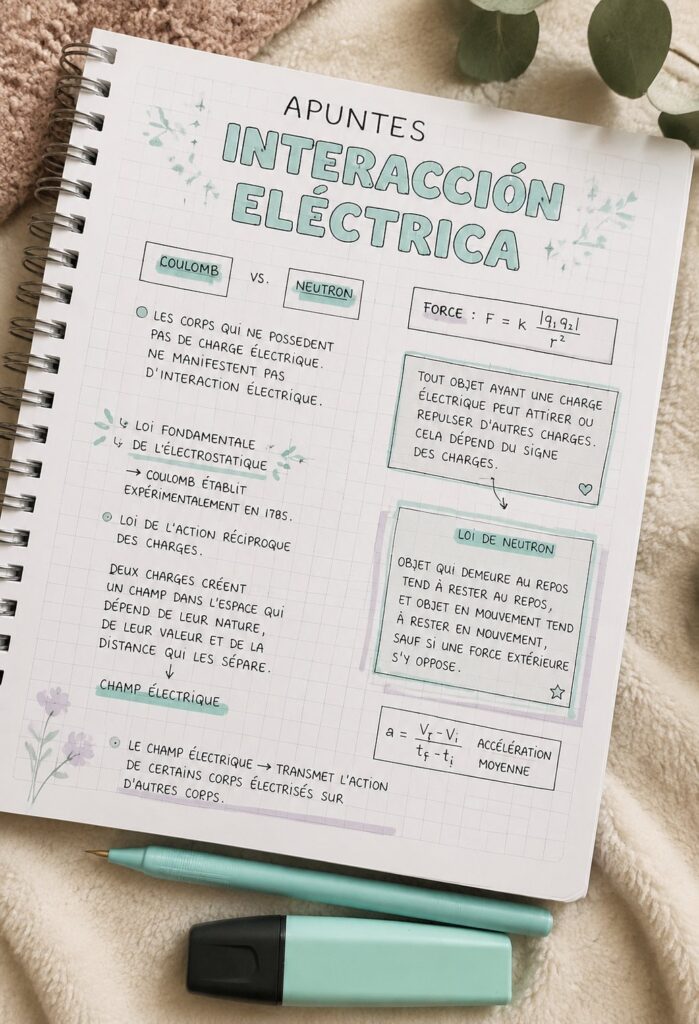 Illustration simple de l'interaction électrique avec des symboles de charge positive et négative.
