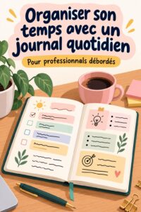 Une femme écrivant dans son journal de gestion du temps pour une journée organisée.