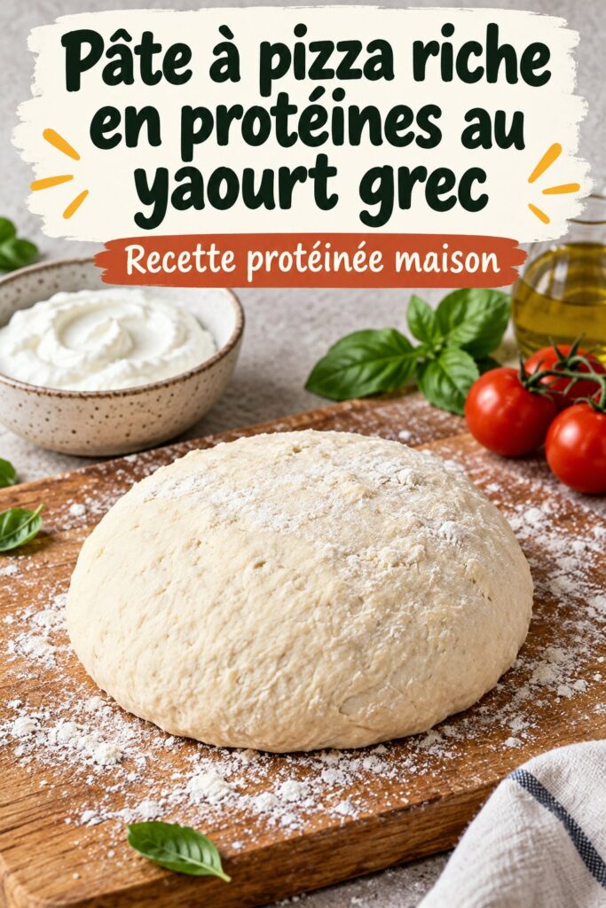 Photo d'une pizza avec pâte à pizza grecque haute en protéines, garnie de légumes colorés et de fromage