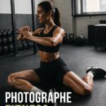 Une femme faisant du fitness et étant photographiée dans un studio lumineux