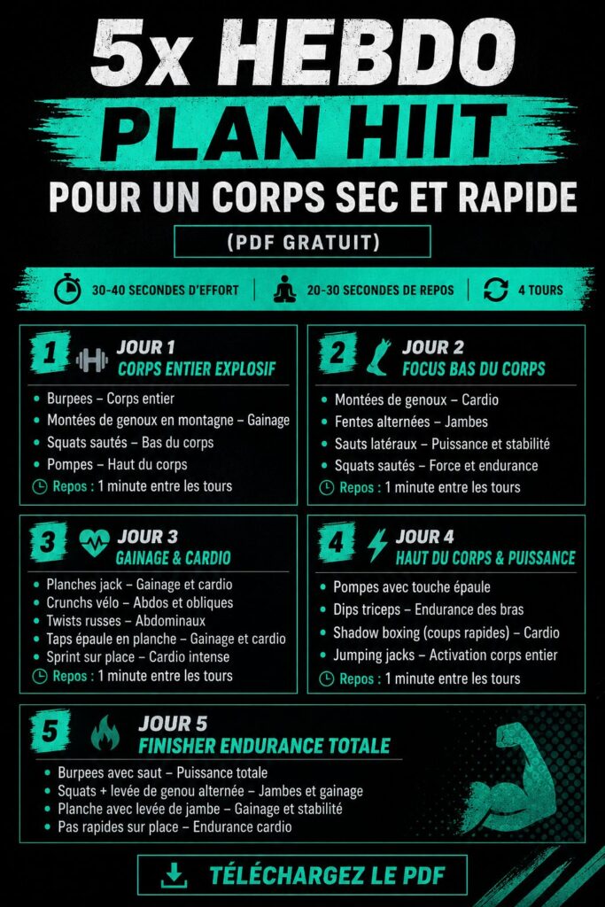 Femme faisant une séance de HIIT dans un parc, dynamique et motivée.