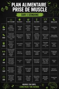 Plan de repas pour prendre du muscle sur une semaine