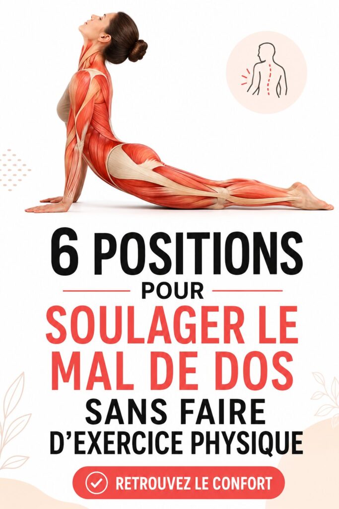 Femme en train d'effectuer des positions de soulagement du mal de dos sur un tapis de yoga.