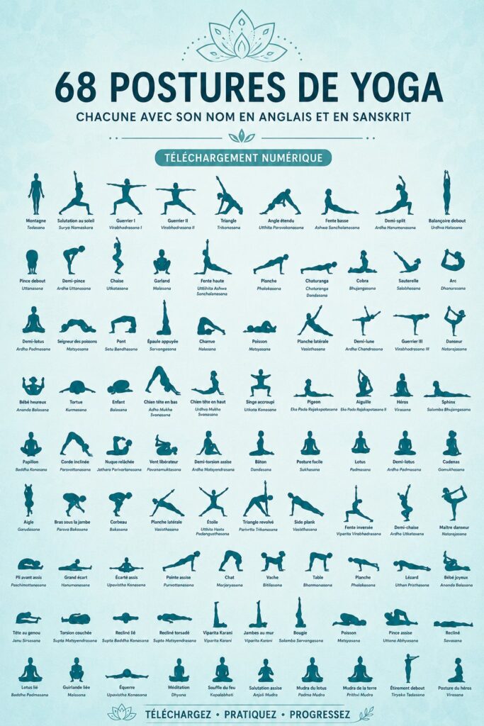 Femme pratiquant le yoga dans un cadre serein, illustrant l'apaisement apporté par les postures.
