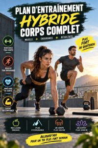 Femme pratiquant des exercices au poids du corps, représentant un entraînement hybride complet