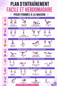 Femmes s'entraînant à la maison avec un programme d'exercises hebdomadaire