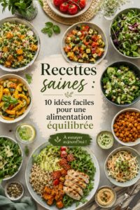 Une assiette colorée présentant des recettes saines et équilibrées