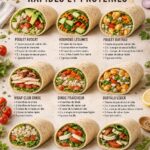 Wraps sains garnis de légumes frais et protéines dans une assiette.