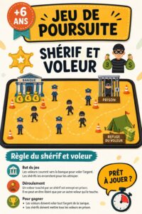 Enfants jouant ensemble au shérif et voleur dans un parc