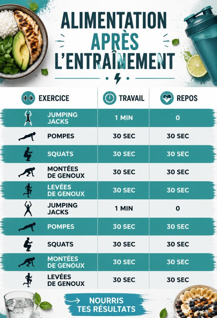 Plat équilibré avec protéines et glucides, idéal après une séance de sport.