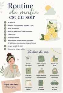 Femme effectuant une routine matinale paisible avec une tasse de thé