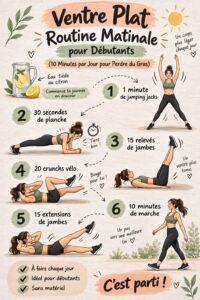 Femme en train de faire des exercices pour un ventre plat dans son salon