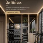 Salle de sport à domicile élégante avec équipements modernes et décoration soignée.