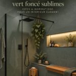 Salle de bain moderne et chaleureuse avec carrelage vert foncé