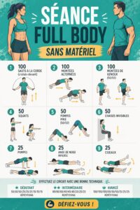 Femme en train de faire une séance de sport à la maison sans matériel