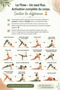 Une femme pratiquant le yoga dans un cadre serein, effectuant une posture fluide pour améliorer sa souplesse et sa force.