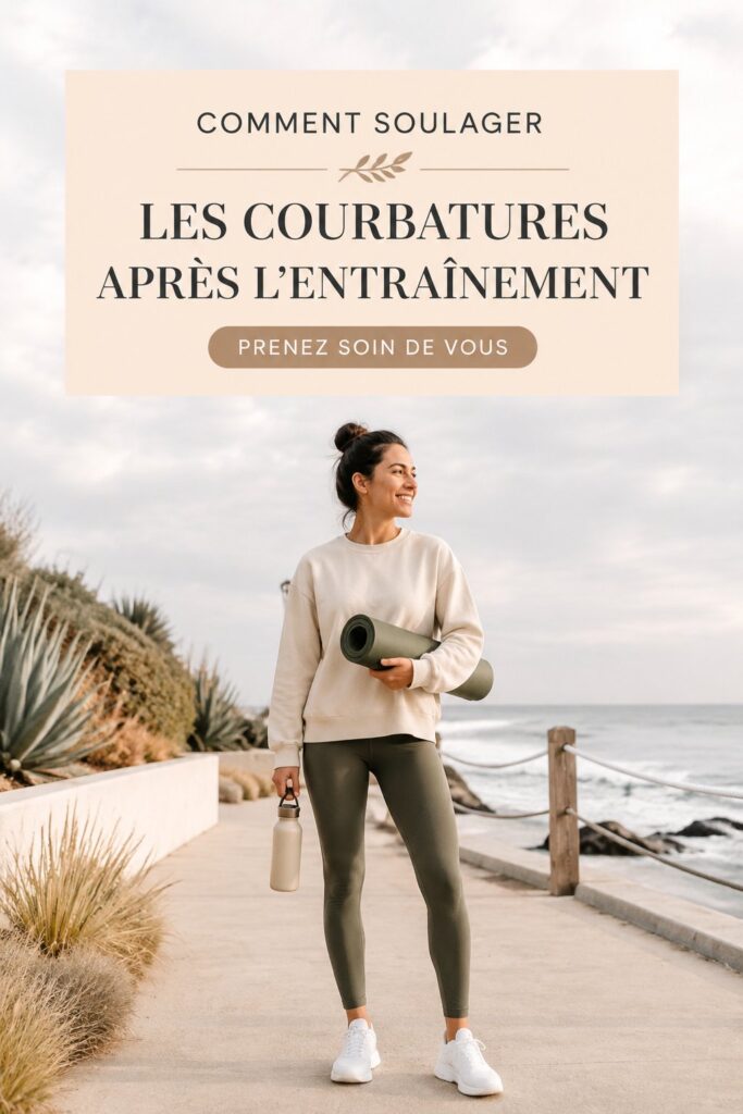 Femme faisant des étirements pour soulager les courbatures après le sport.