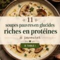 Une assortment de soupes riches en protéines dans des bols colorés