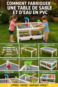 Table de sable et d'eau en PVC avec enfants jouant