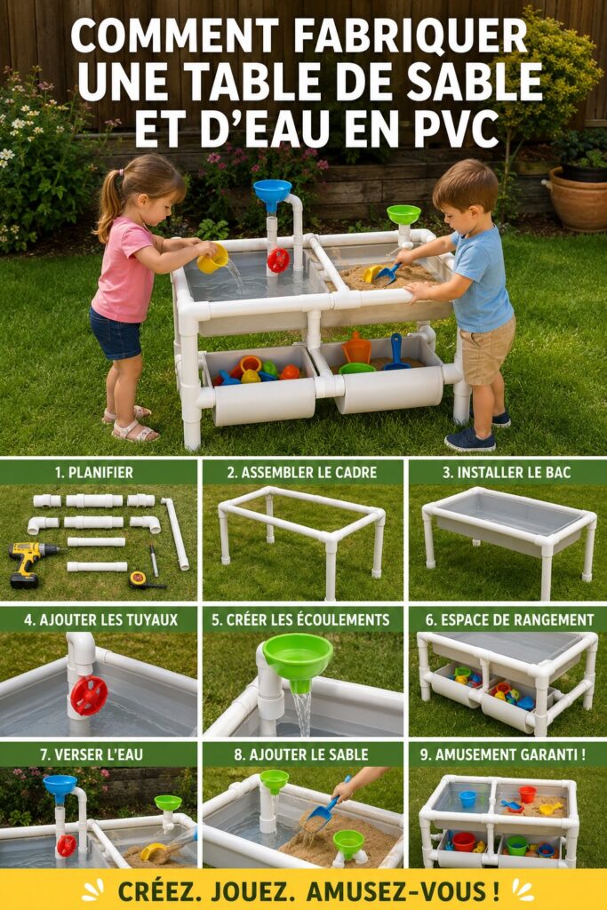Table de sable et d'eau en PVC avec enfants jouant