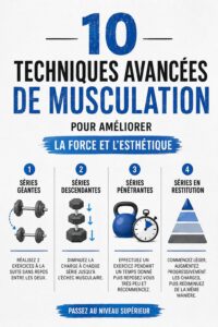 Femme levant des poids dans une salle de sport, illustrant des techniques de musculation avancées.