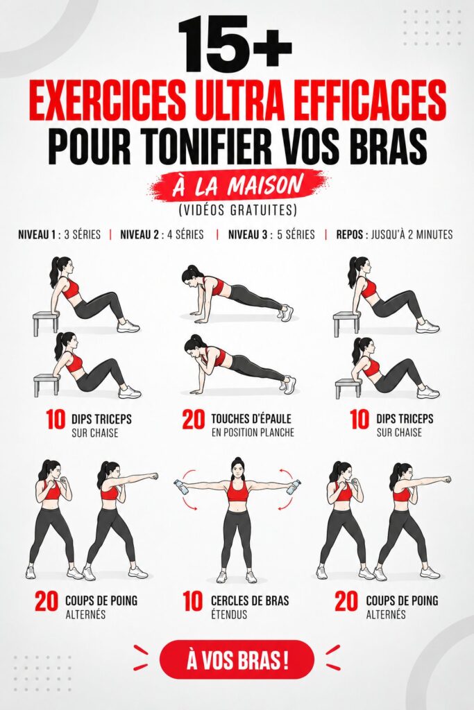Femme faisant des exercices de tonification des bras à la maison