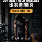 Femme s'entraînant à la maison avec des haltères lors d'un workout de 30 minutes