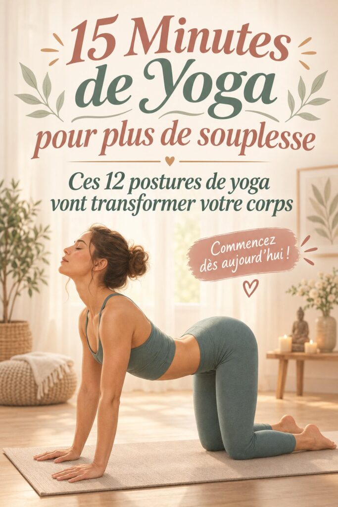 Femme pratiquant un yoga de 15 minutes pour la flexibilité sur un tapis